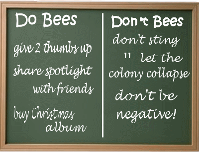Do Bees and Don't Bees on a chalkboard